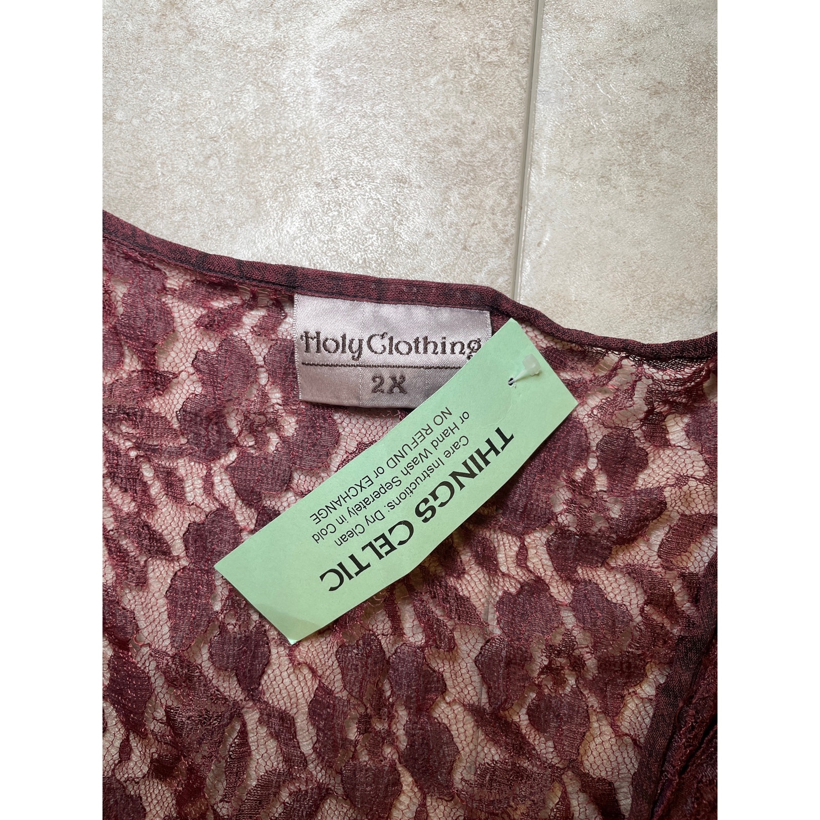 New Holy Clothing Tamara Maxi Burgundy Red Lace Rare Retired Dress 2x Overdress — image 5 of 8